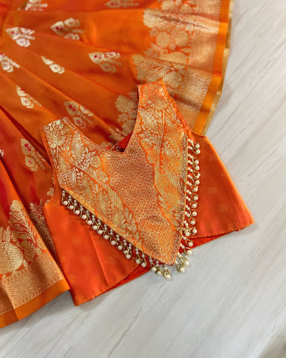 Pumpkin Spice Embellished Lehenga Choli Modern Back Dress