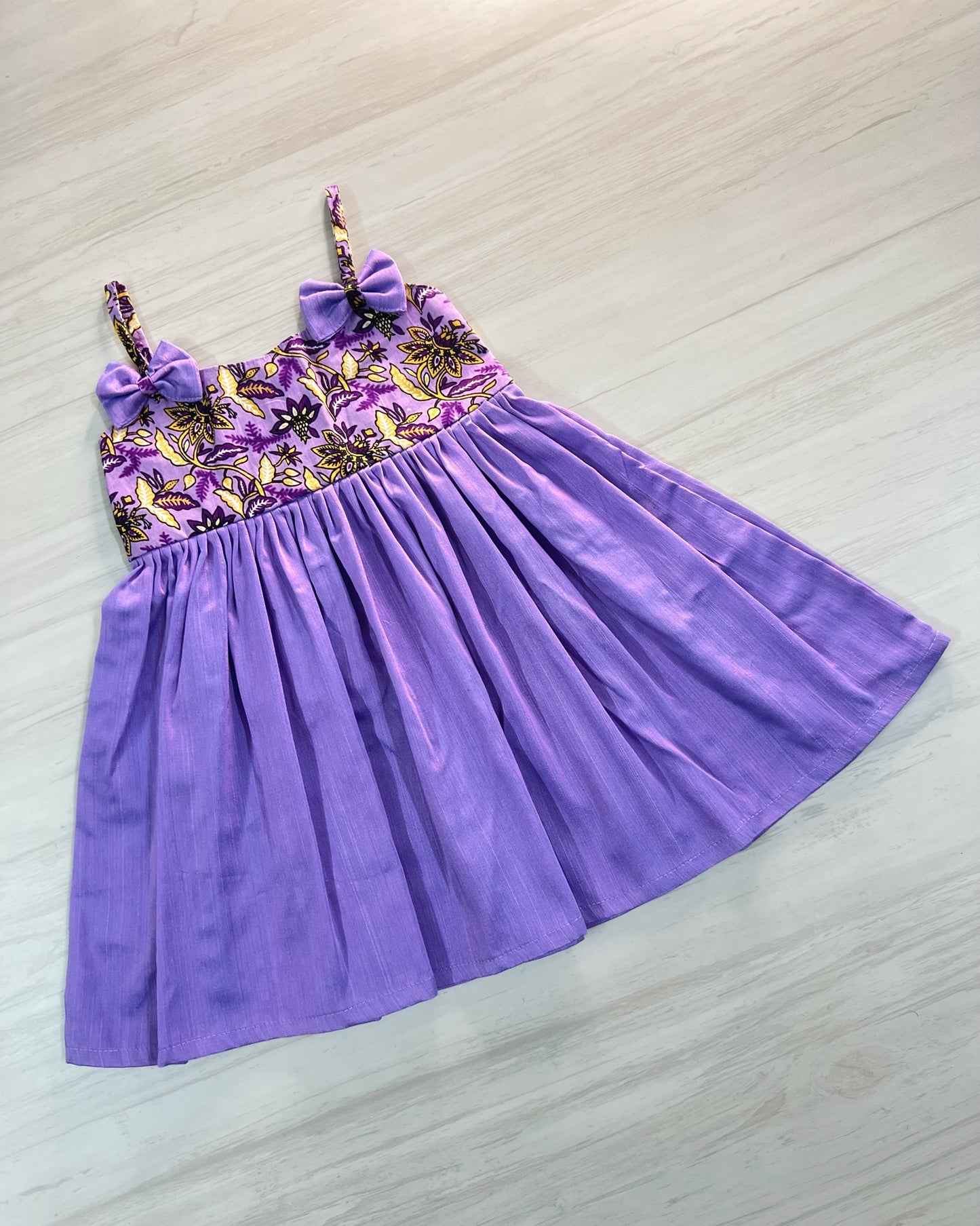 Purple Mania Double Bow Cotton Frock