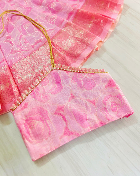 Summery Rose Bud Halter Neck Silk Lehenga Set