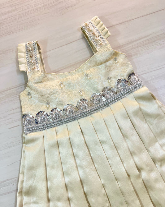 Platinum White Elegance Embellished Silk Gown | The Silkberry