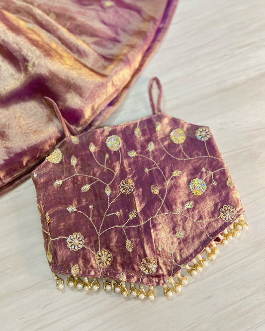 Dusty Lavender Floral Sequinned Silky Soft Modern Lehenga Set