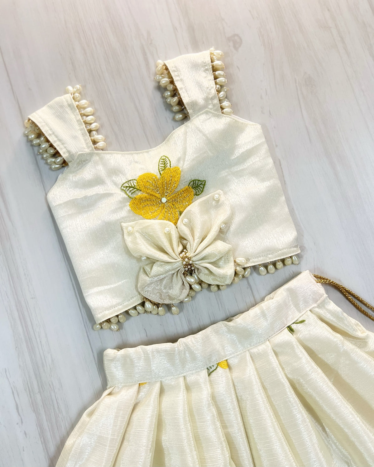 Pristine Pearl White Butterfly Garden Embellished Lehenga Set
