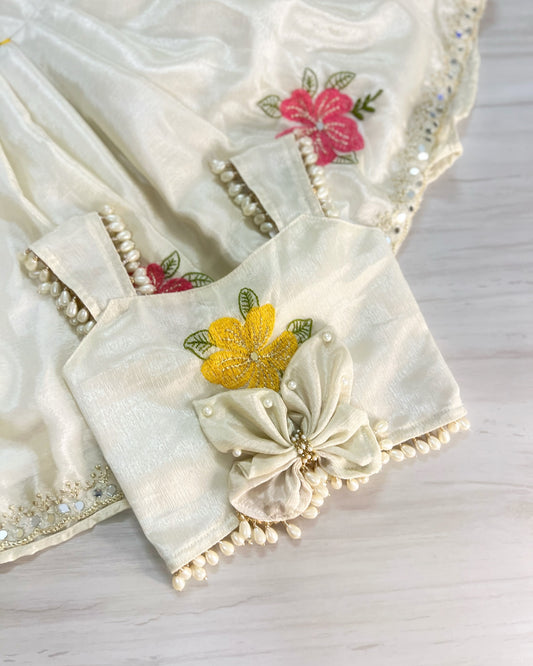 Pristine Pearl White Butterfly Garden Embellished Lehenga Set