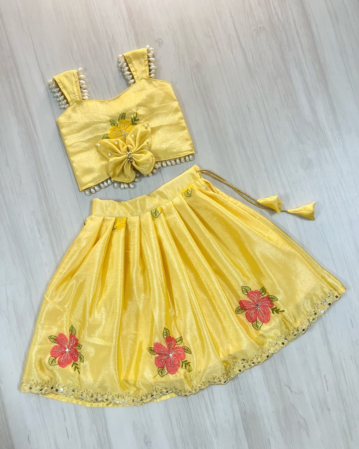 Yellow Meringue Butterfly Garden Embellished Lehenga Set