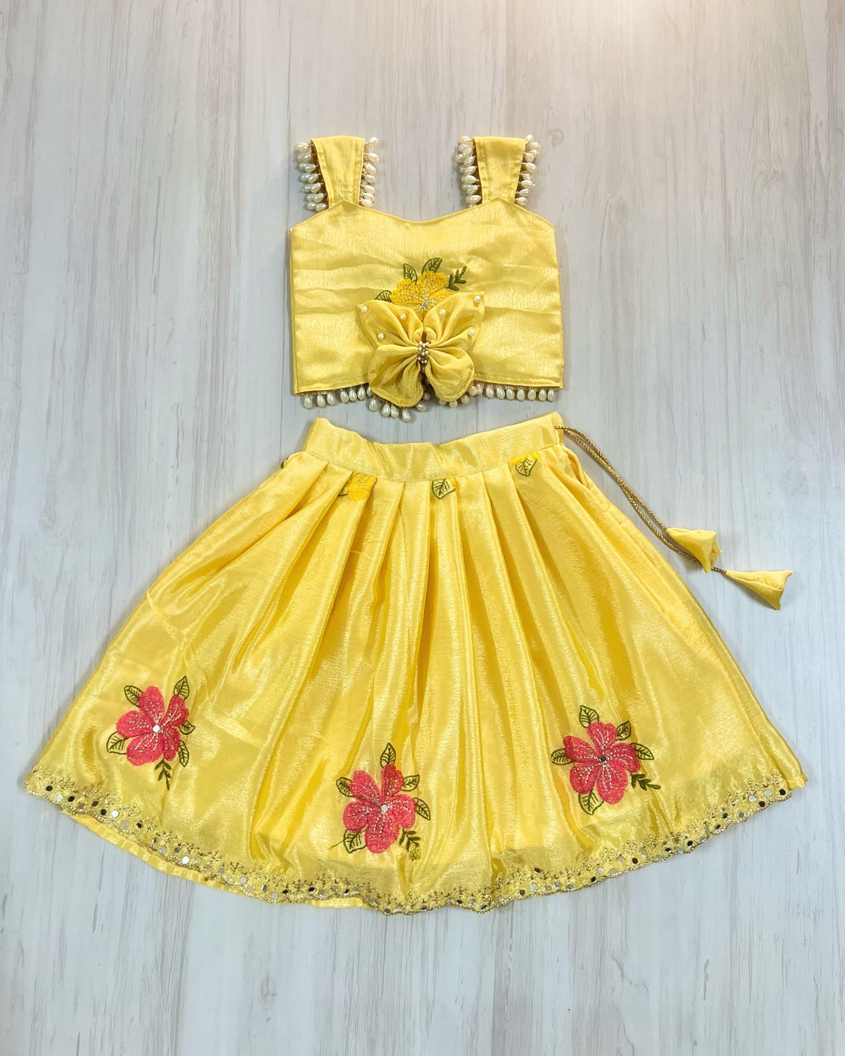 Yellow Meringue Butterfly Garden Embellished Lehenga Set