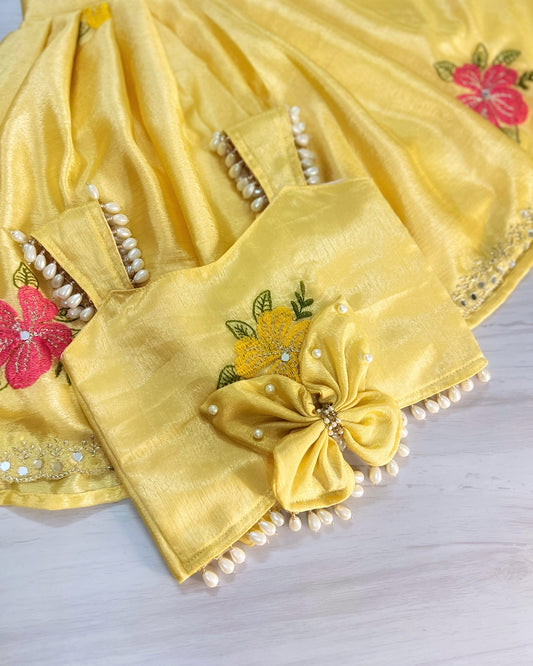 Yellow Meringue Butterfly Garden Embellished Lehenga Set