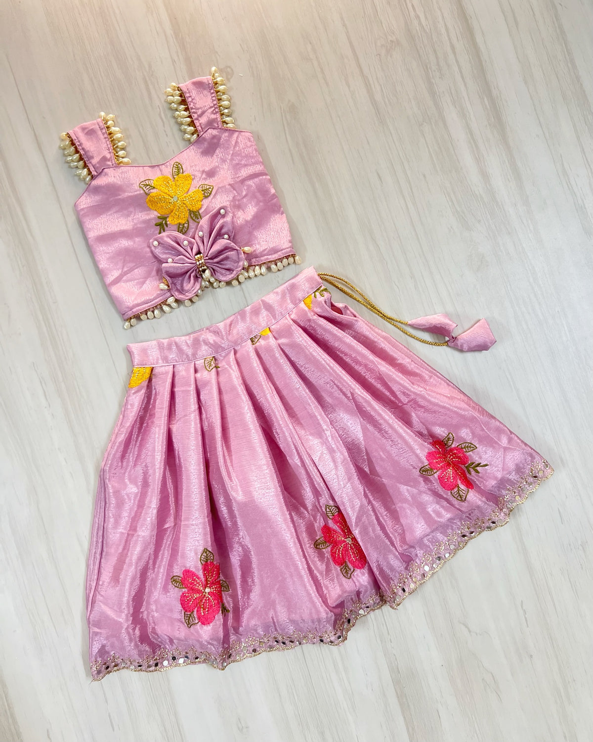 Lilac Cupcake Butterfly Garden Embellished Lehenga Set