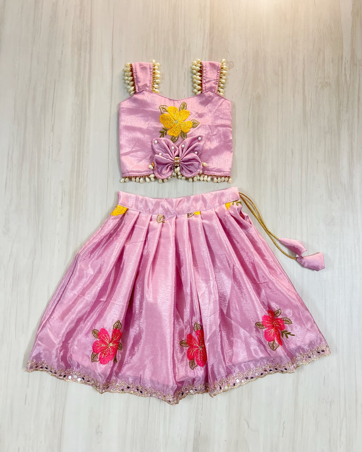 Lilac Cupcake Butterfly Garden Embellished Lehenga Set