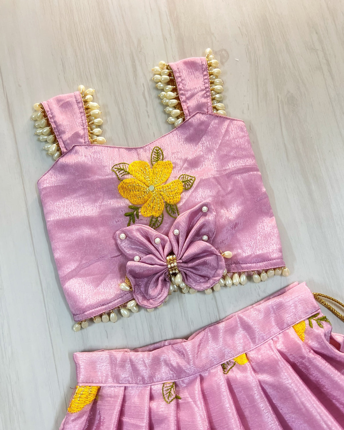 Lilac Cupcake Butterfly Garden Embellished Lehenga Set