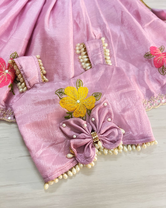 Lilac Cupcake Butterfly Garden Embellished Lehenga Set