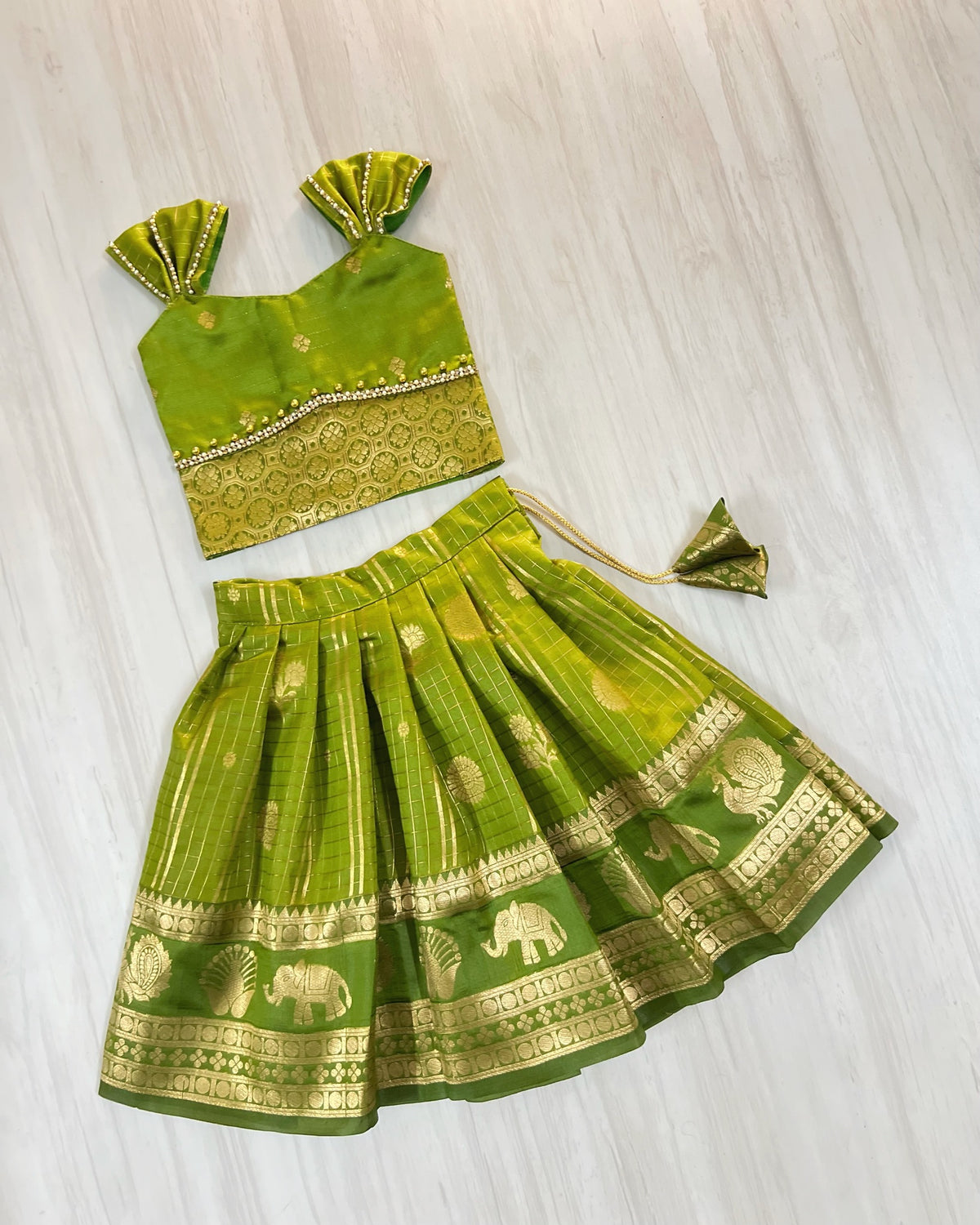 Lush Green Meadow Double Border Traditional Lehenga Set