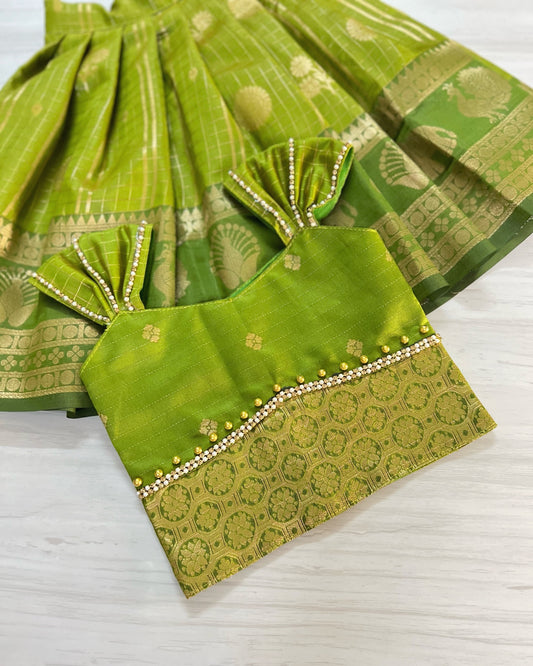 Lush Green Meadow Double Border Traditional Lehenga Set