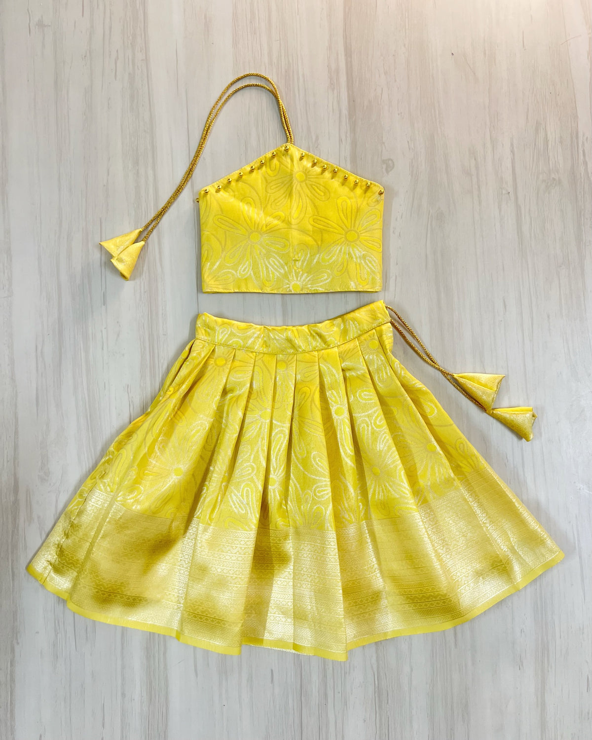 Dewy Yellow Dream Halter Neck Lehenga Set