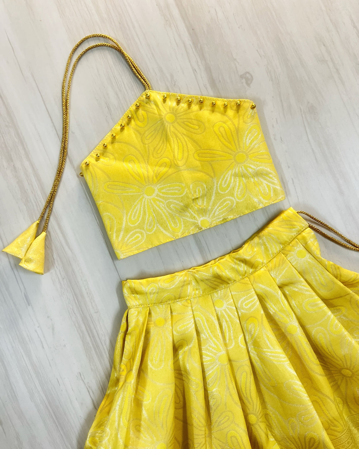Dewy Yellow Dream Halter Neck Lehenga Set