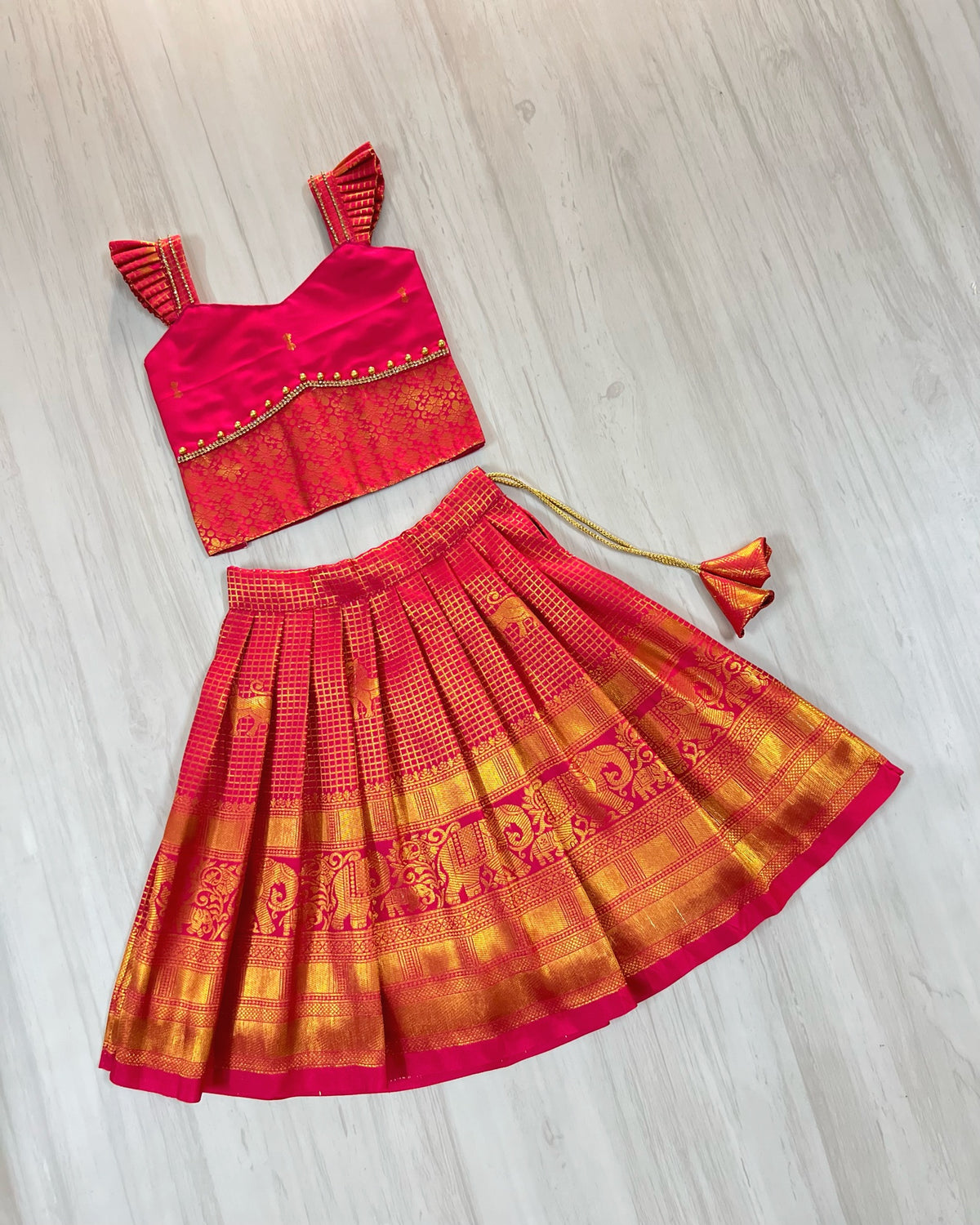 Set In Candied Cherry Angel Sleeves Traditional Lehenga Set – The Silkberry
