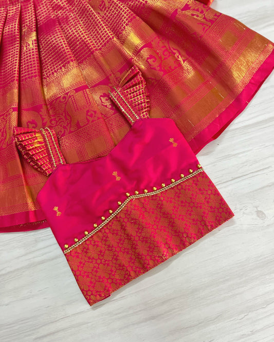 Candied Cherry Angel Sleeves Traditional Lehenga Set
