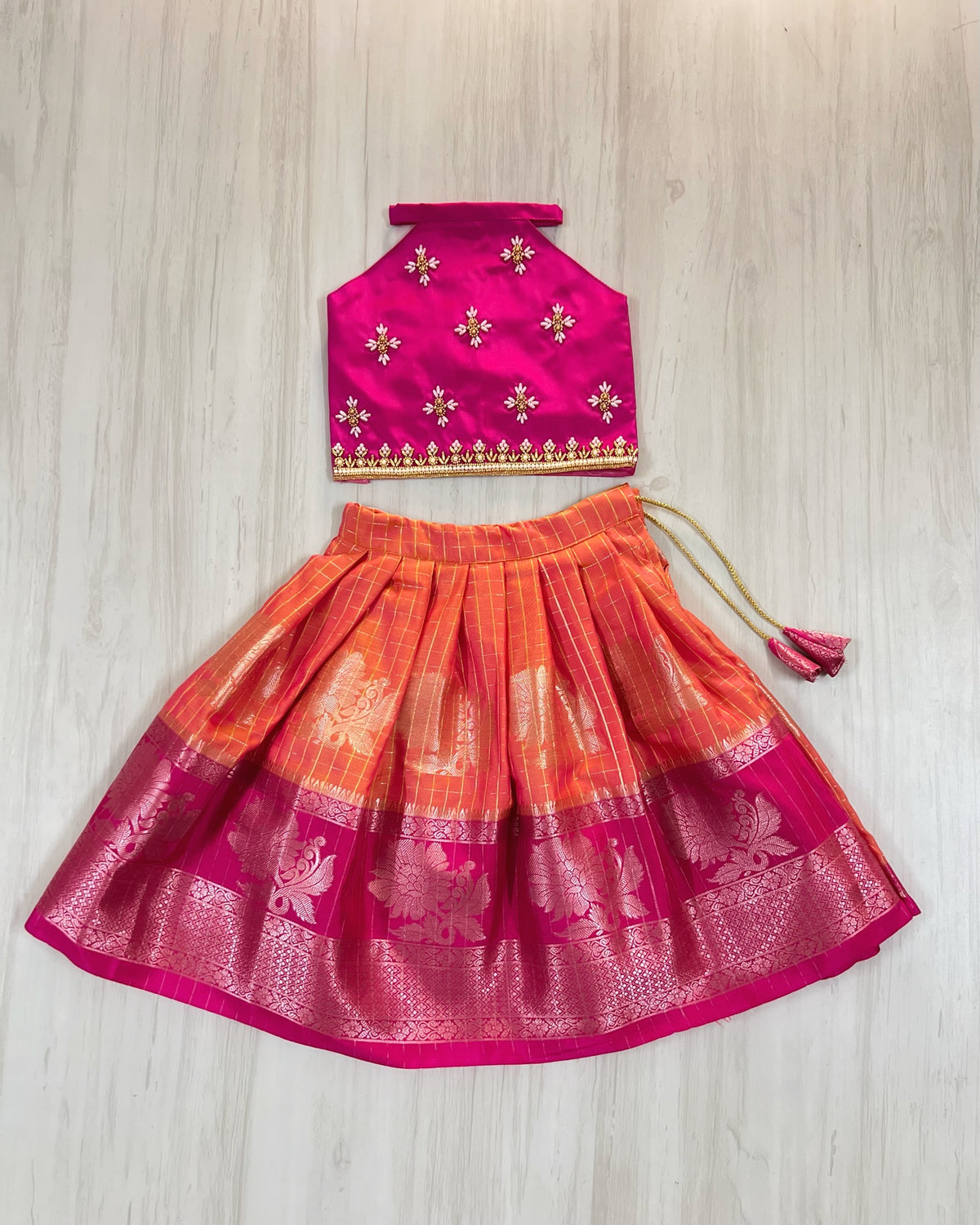 Pink Peony Little Petals Aari Embellished Lehenga Set