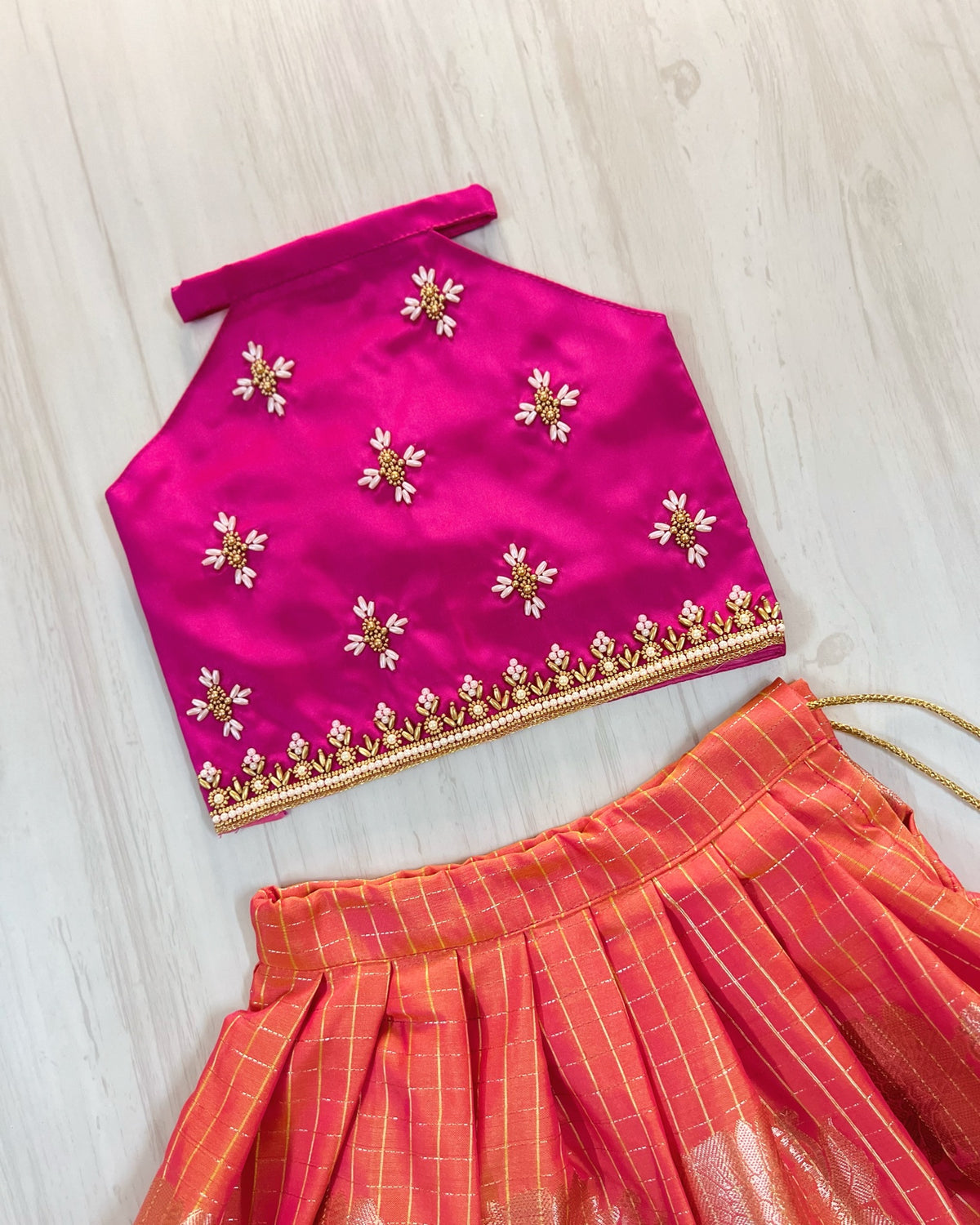 Pink Peony Little Petals Aari Embellished Lehenga Set