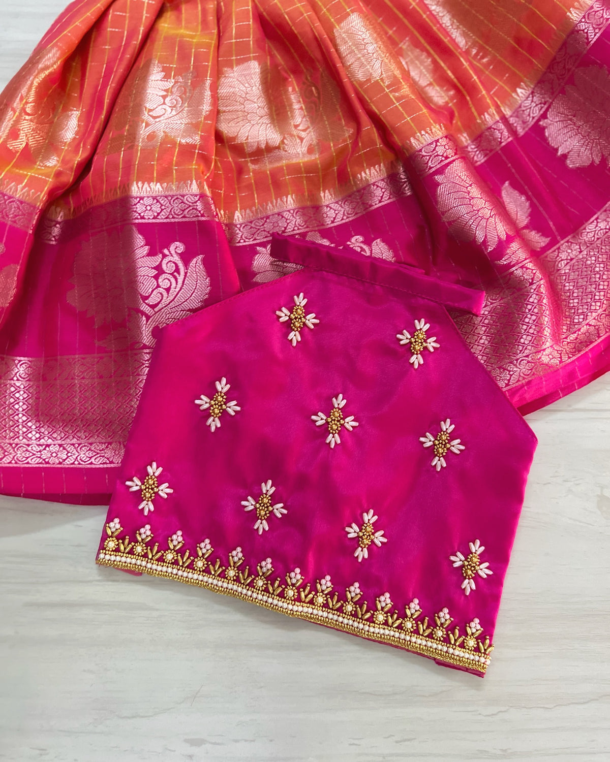 Pink Peony Little Petals Aari Embellished Lehenga Set