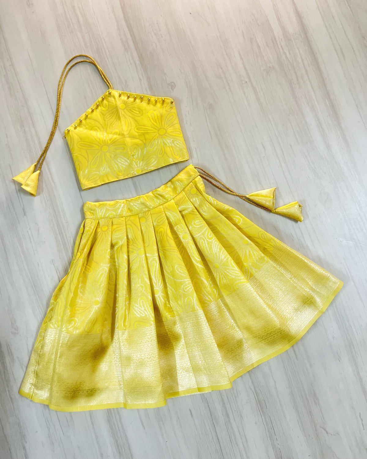 Dewy Yellow Dream Halter Neck Lehenga Set