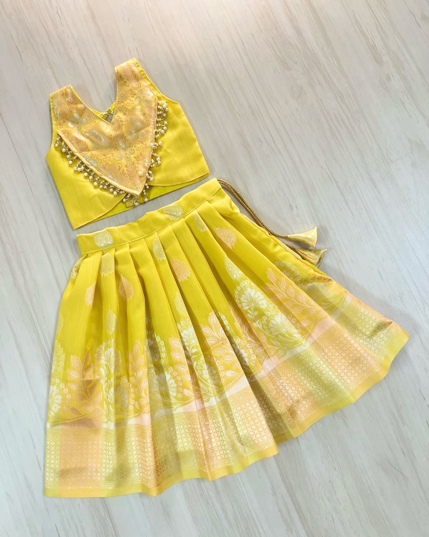 Yellow Bumblebee Embellished Modern Back Traditional Lehenga Set | The Silkberry