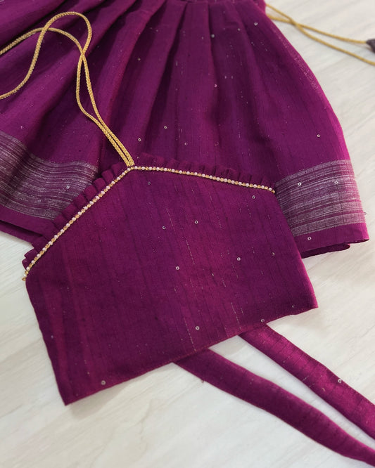 Plum Jam Sparkly Halter Neck Silk Lehenga Set | The Silkberry