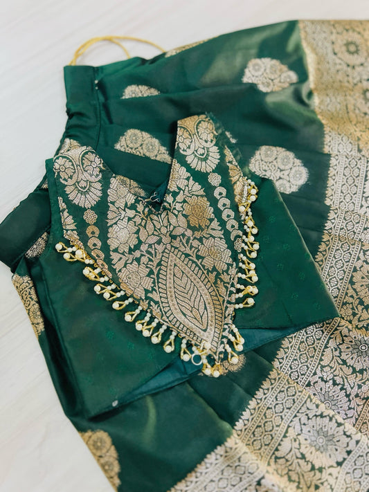 Bottle Green Embellished Modern Back Traditional Lehenga Set | The Silkberry