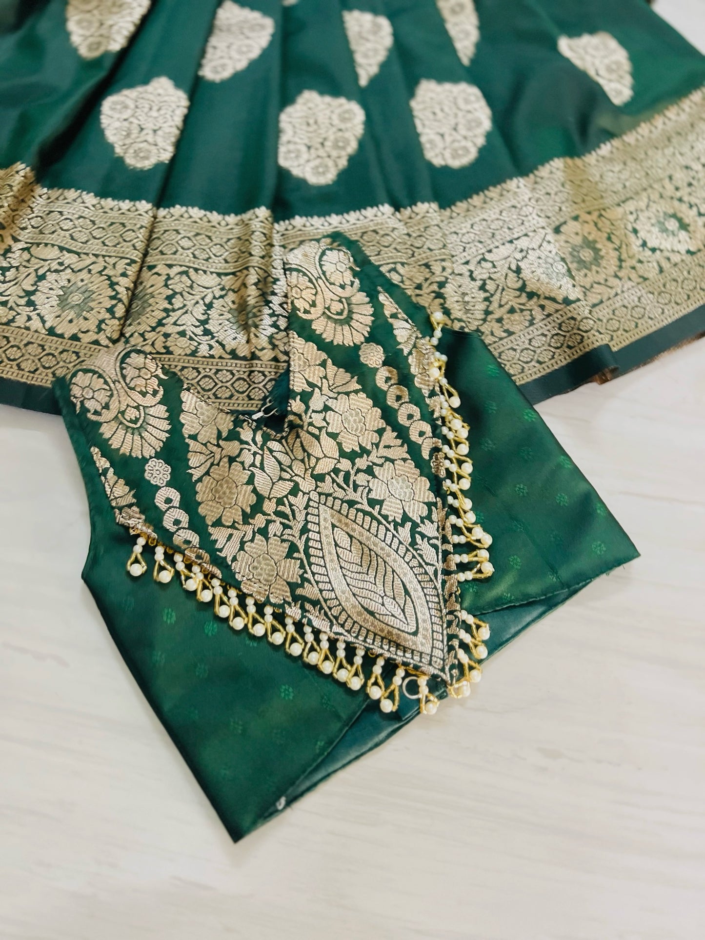Bottle Green Embellished Modern Back Traditional Lehenga Set | The Silkberry