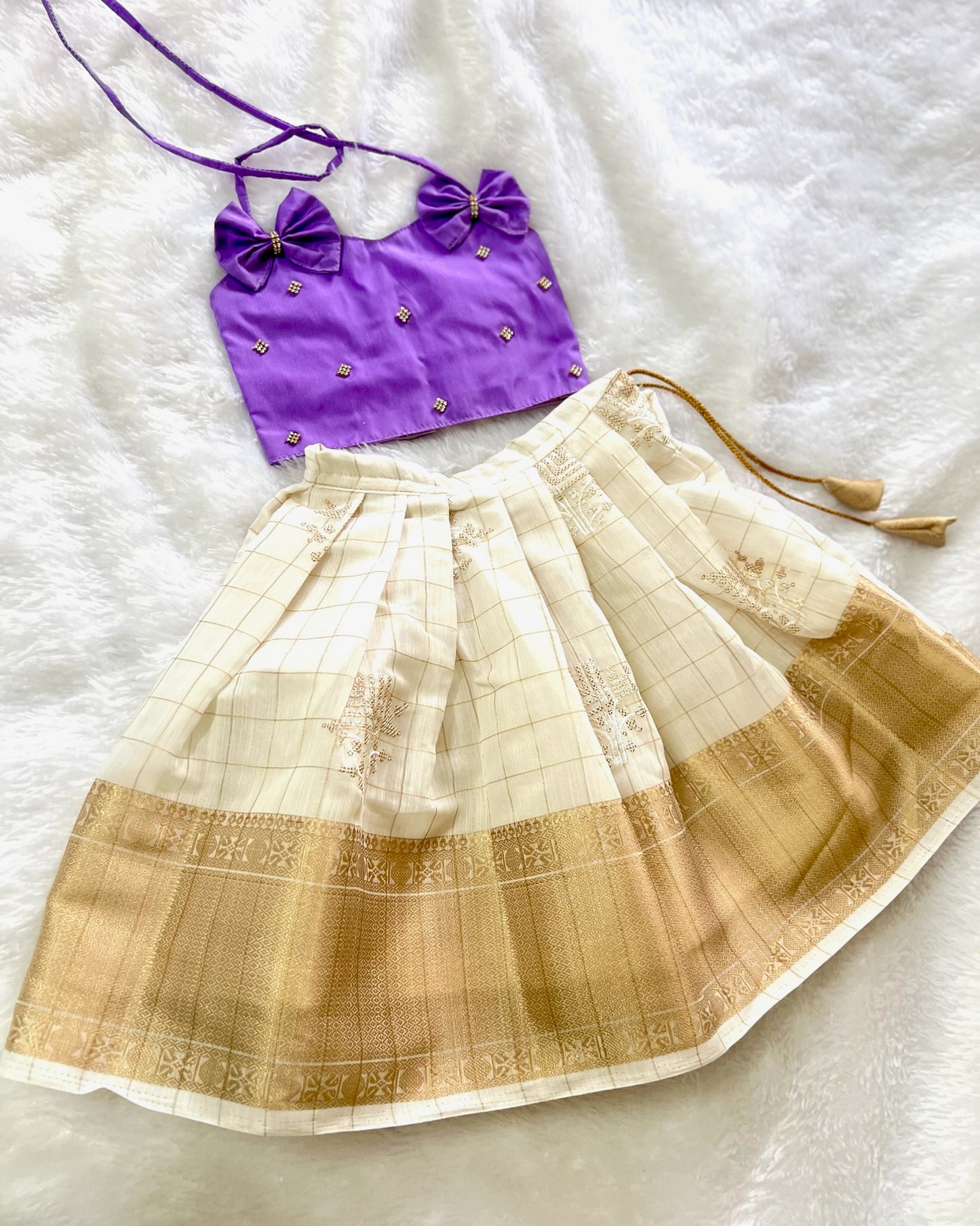 Lavender Mist Lehenga/ Pattu Pavadai